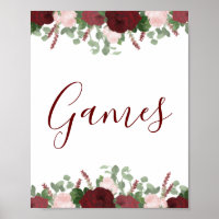 Burgundy Blush Pink Floral Bridal Shower Sign