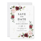 Burgundy Blush Pink Floral geometric save the Date