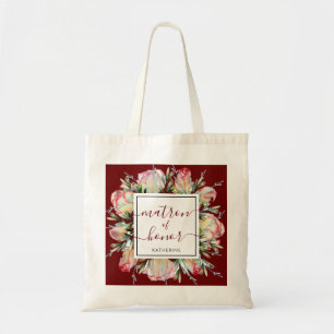 Burgundy Blush Pink Floral Matron of Honour Weddin Tote Bag