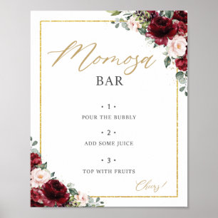 Burgundy Blush Pink Floral Momosa Bar Baby Sign