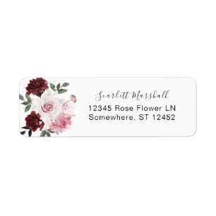 Burgundy & Blush Pink Floral Return Address