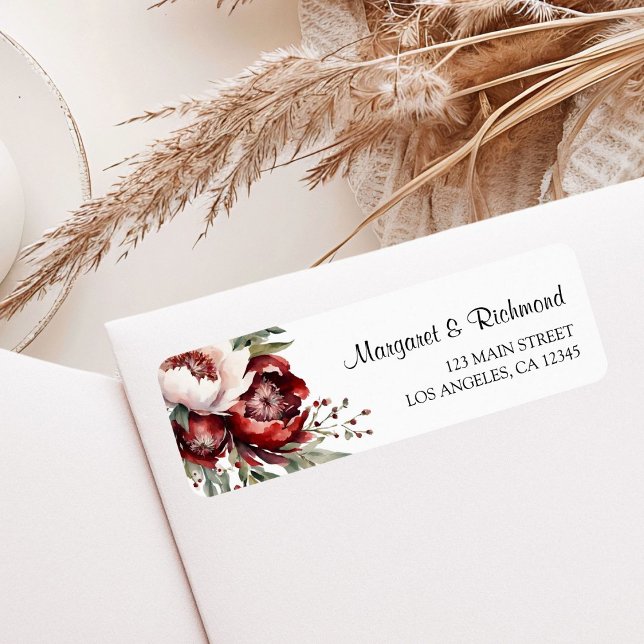Burgundy Blush Pink Floral Wedding Address (Creator Uploaded)