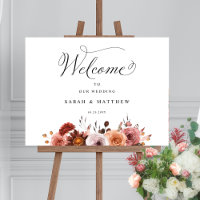 Burgundy Blush, Pink Floral Wedding Welcome Sign