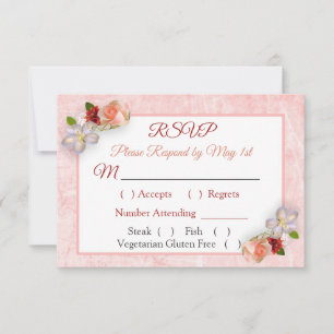 Burgundy Blush Pink Rose Gold Wedding RSVP card