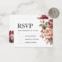Burgundy Blush Protea Floral Wedding Invitation |