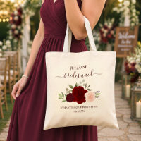 Burgundy & Blush Roses Bridesmaid Wedding Favour