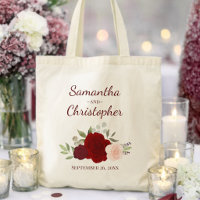 Burgundy & Blush Roses Couple's Names Wedding 