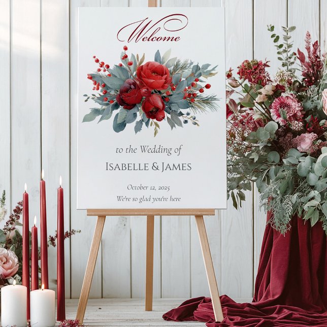Burgundy & Blush Roses Wedding Welcome Poster (Creator Uploaded)