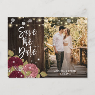 Burgundy Blush Save The Date Photo Postcards