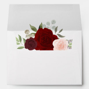 Burgundy & Blush Watercolor Floral Elegant Wedding Envelope