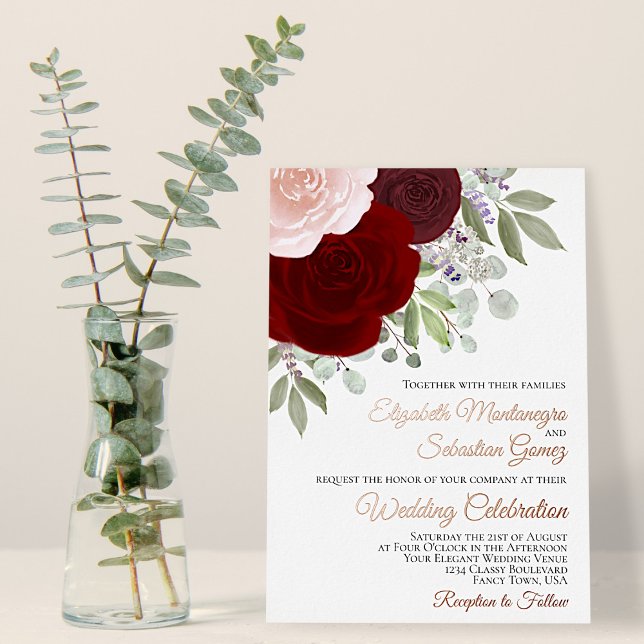 Burgundy & Blush Watercolor Roses Elegant Wedding (Creator Uploaded)