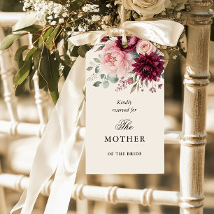 Burgundy & Blush Wedding Chair Reserved Seat Tag