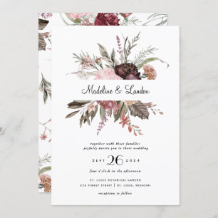 Burgundy Blush Wildflower Wedding Invitation