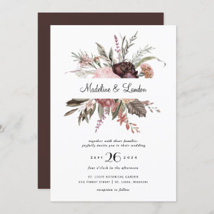 Burgundy Blush Wildflower Wedding Invitation
