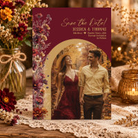 Burgundy Boho Chic Wildflowers Arch Photo Wedding