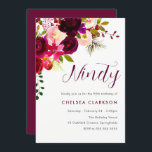 Burgundy Boho Floral 90th Ninetieth Birthday Party Invitation<br><div class="desc">Burgundy Boho Floral 90th Ninetieth Birthday Party Invitation
Matching collection in Niche and Nest store.

Boho chic burgundy red white watercolor floral
Beautiful hand painted watercolor illustration</div>