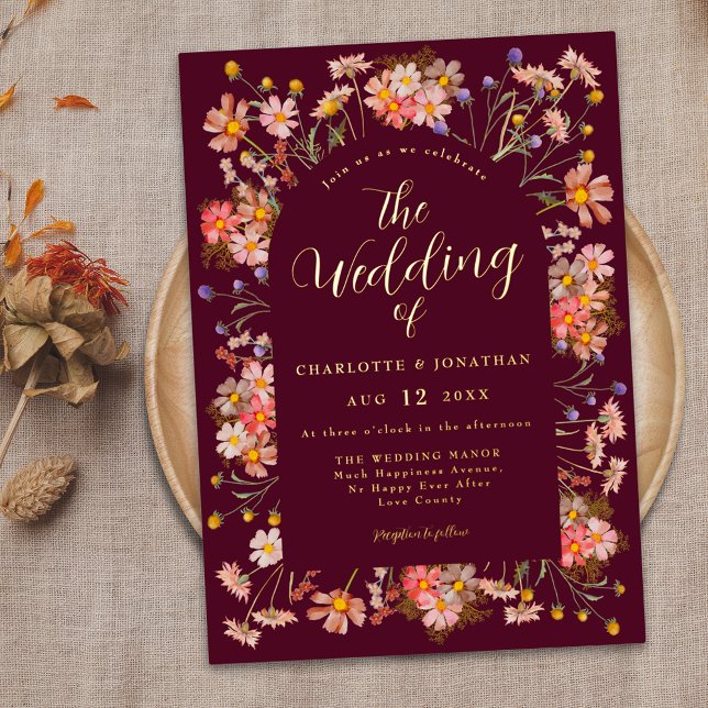 Burgundy Boho Floral Arch Fall Wedding Gold (Creator Uploaded)