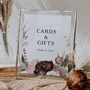 Burgundy Boho Floral Cards and Gifts Sign