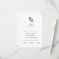 Burgundy Boho Floral Menu Choice RSVP Card