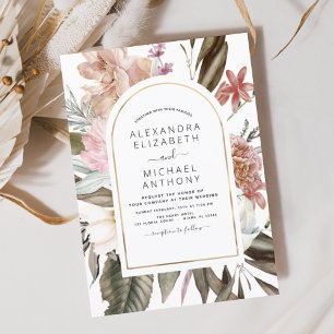 Burgundy Boho Floral Wedding Invitation