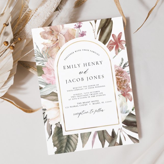 Burgundy Boho Floral Wedding Invitation (Creator Uploaded)