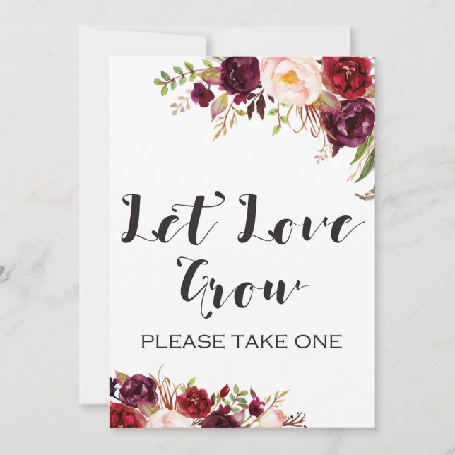 Burgundy Boho Flower Sign 5x7" Invitation (Front)