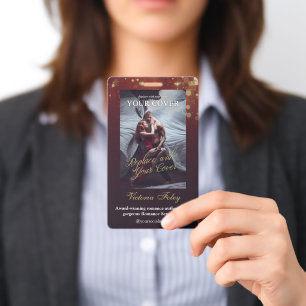 Burgundy Bokeh Romance Author Book Fair ID Badge