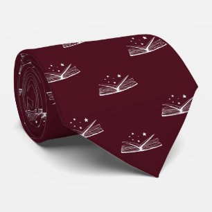 Burgundy Book Lover Novelist Work, Graduation Tie