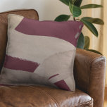 Burgundy Bordeaux Artistic Abstract Watercolor Cushion<br><div class="desc">Modern throw pillow features an artistic abstract Memphis style watercolor design in bordeaux burgundy and earthy color palette. An artistic abstract design features a watercolor design with shades muted rose beige and mocha brown design elements on a rich burgundy background. The lighter earthy design elements compliment the wine colored background....</div>