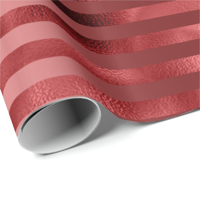 Burgundy Bordeaux Red  Stripes Lines Monochrom Wrapping Paper (Roll Corner)