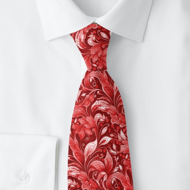 Burgundy Botanical Batik Tie (Creator Uploaded)