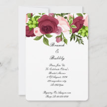 Burgundy botanical floral bridal shower invitation