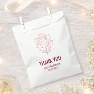 Burgundy Botanical Rose Wedding Thank You Favour Bags