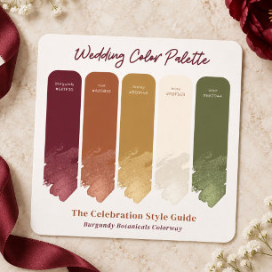 Burgundy Botanicals Wedding Colour Palette Swatch Card