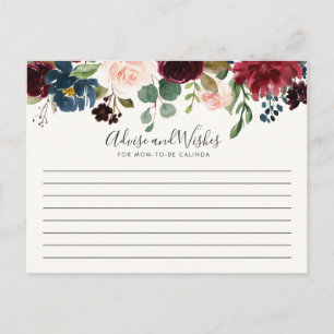 Burgundy Bouquet Baby Shower Advice Postcard