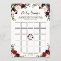 Burgundy Bouquet | Baby Shower Bingo