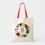 Burgundy Bouquet Bold Monogram Tote Bag<br><div class="desc">A unique burgundy floral themed Monogram wedding tote bags tailored specifically to your future wedding. This item is a single piece of the large Burgundy Bouquet wedding collection. Visit the collection or the colour jungle store to see more matching items. All elements of this item are unlocked and customisable by...</div>