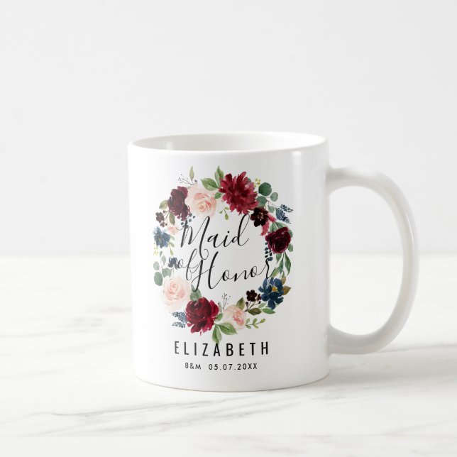 Burgundy Bouquet | Maid of Honour Coffee Mug (Right)