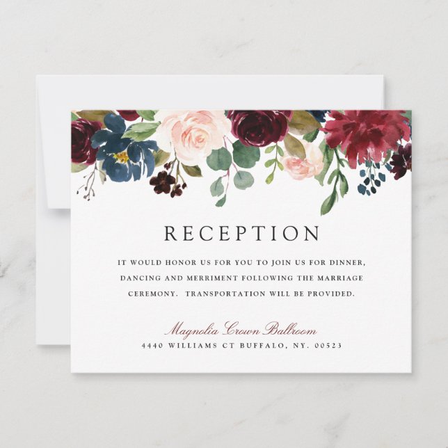 Burgundy Bouquet |  Reception Invitation (Front)
