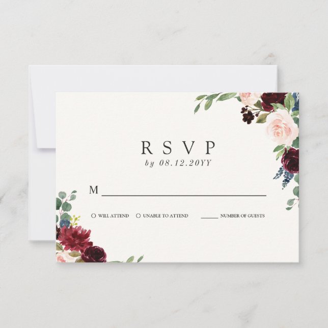 Burgundy Bouquet | RSVP Card (Front)