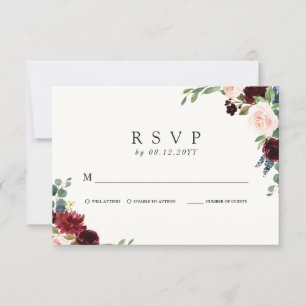 Burgundy Bouquet RSVP Card