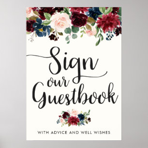 Burgundy Bouquet Sign Our Guestbook