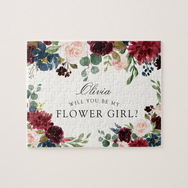Burgundy Bouquet | Will you be my Flower girl? Jigsaw Puzzle (Horizontal)