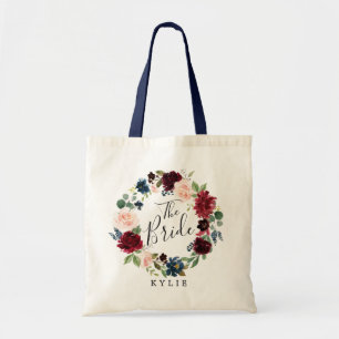Burgundy Bouquet Wreath Brides Tote Bag