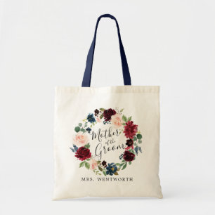 Burgundy Bouquet Wreath  Mother of the Groom Tote Bag