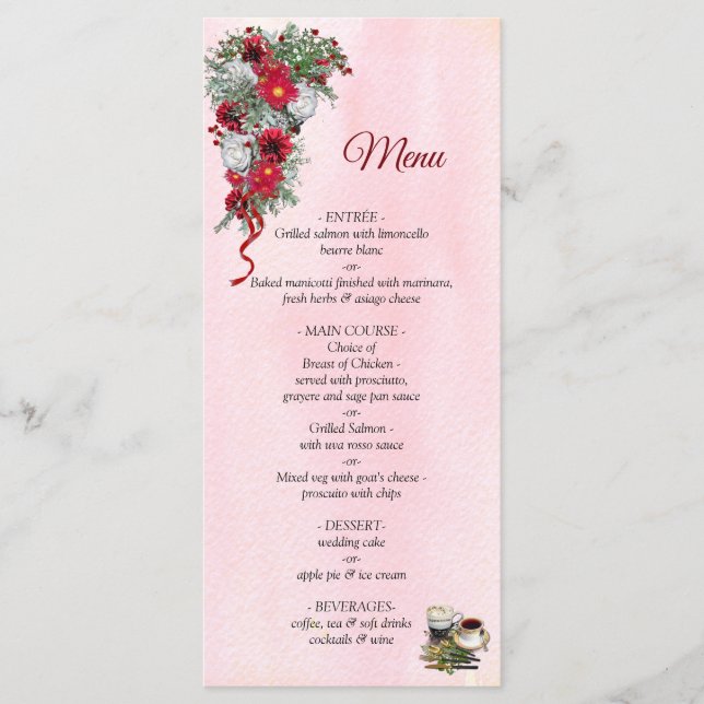 Burgundy Bouquets Flowers Menu (Front)