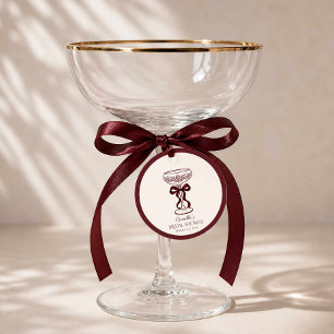 Burgundy Bow Bridal Brunch Favour Tag