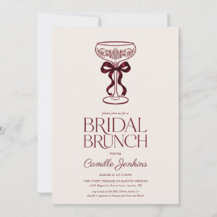 Burgundy Bow Bridal Brunch Invitation