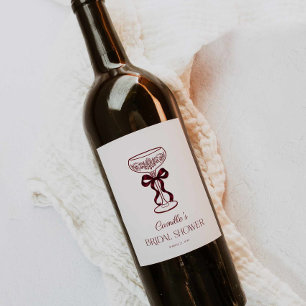 Burgundy Bow Bridal Shower Wine Label