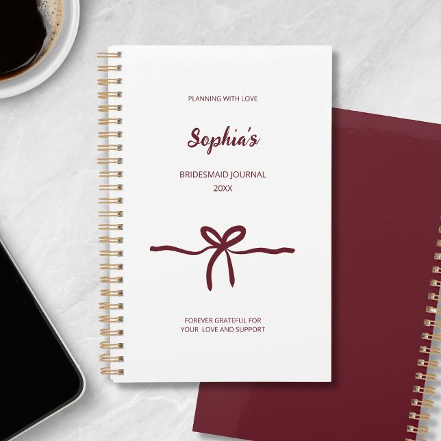 Burgundy Bow Bridesmaid Modern Script Name Year Planner (Burgundy Bow Bridesmaid Modern Script Name Year Planner)